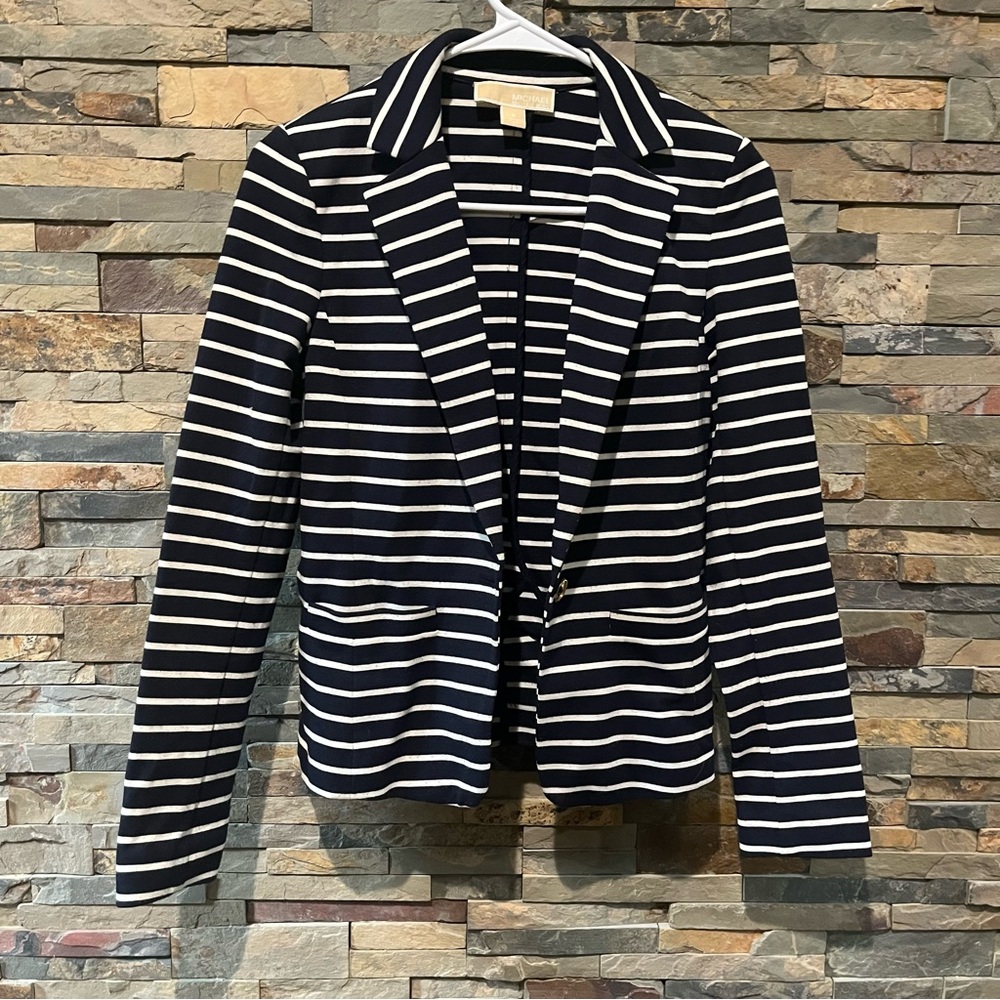 Michael Kors Navy and White Striped Blazer